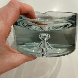 krosno poland Midcentury Clear Glass Round Ashtray